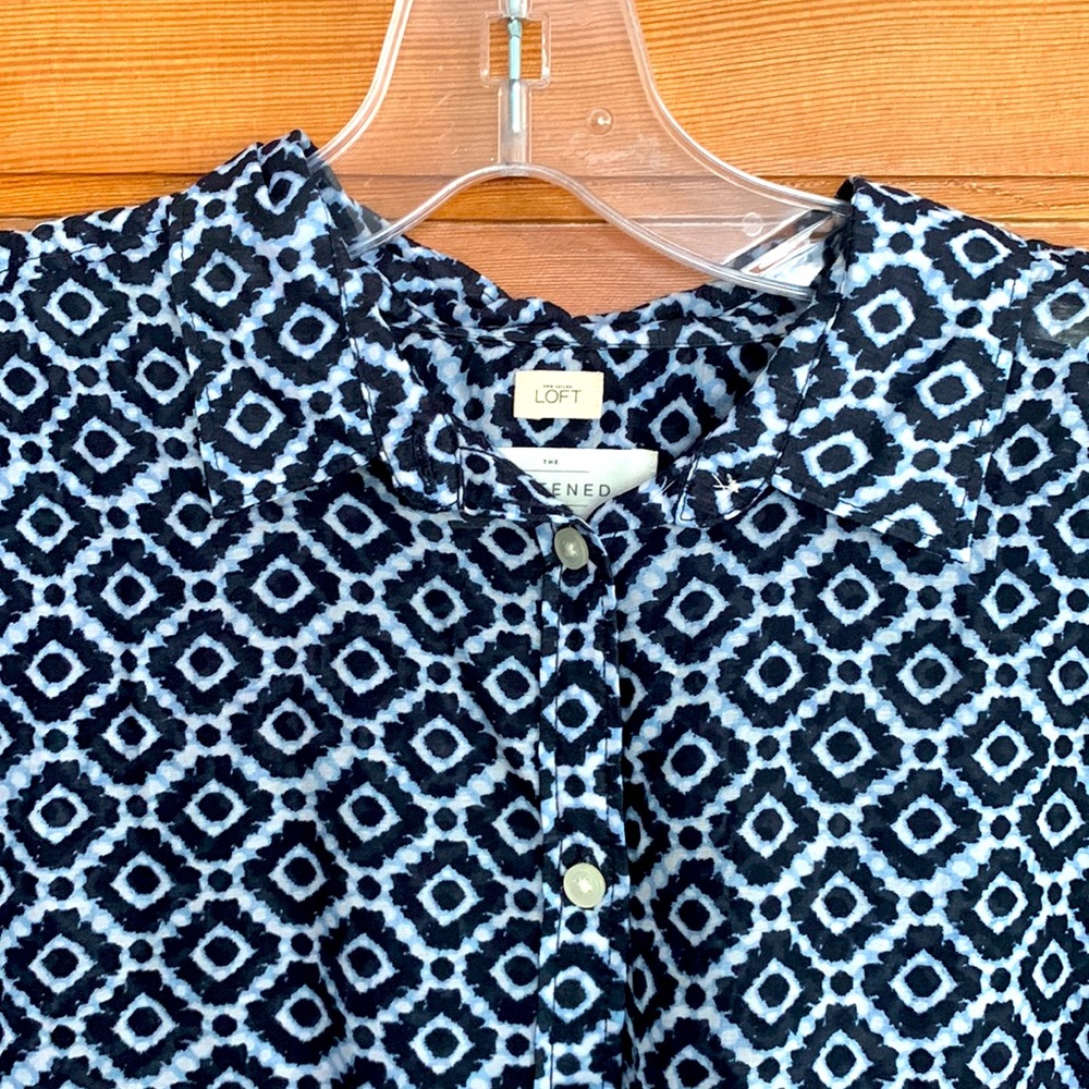 Loft Geometric Button Down Collared Shirt - image 3